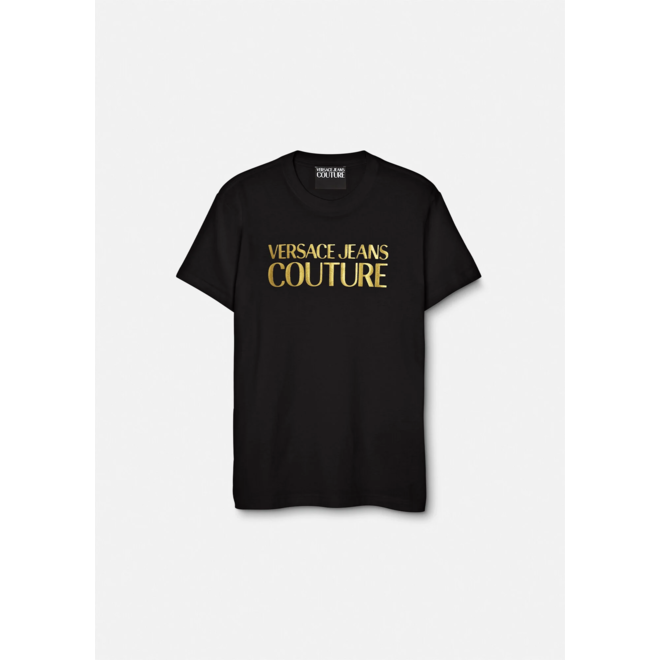 Zwart heren t-shirt met goud logo van Versace Jeans Couture