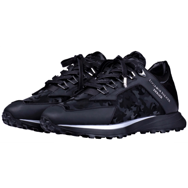 All Black Reflective Camouflage Alpha Runner Sneakers Benjamin Berner