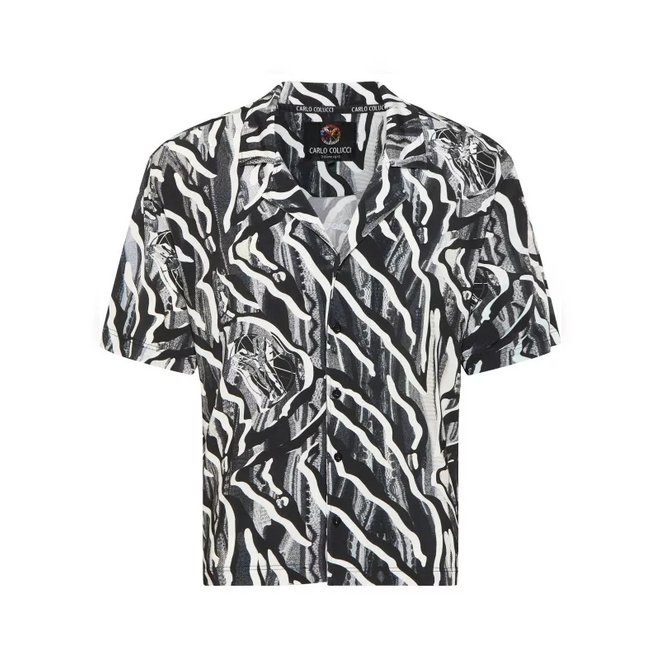 Allover print shirt zwart & wit | Carlo Colucci