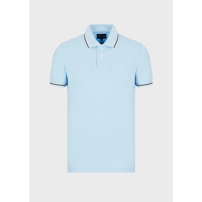 Lichtblauwe heren polo van Emporio Armani