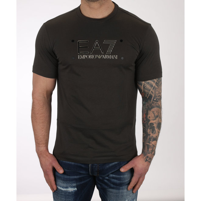 Zwart EA7 t-shirt met logo in goud