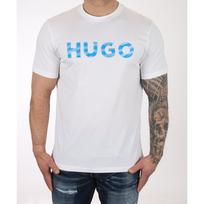 Wit t-shirt met HUGO logo in blauw
