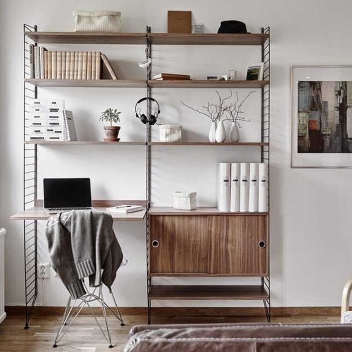 String Wandrek met bureau Medium zwart/walnoot