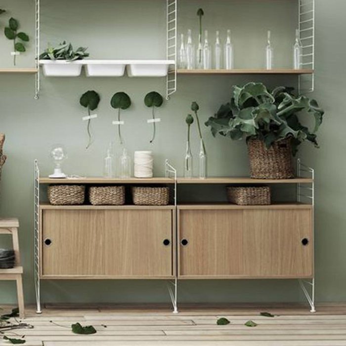 String Dressoir blanc/chêne