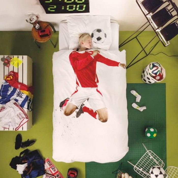 SNURK beddengoed Voetballer (rood) dekbedovertrek 1p