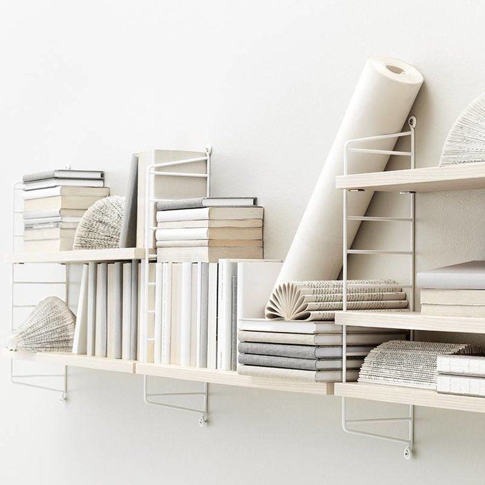 String Etagère Pocket Bois de frêne-Blanche