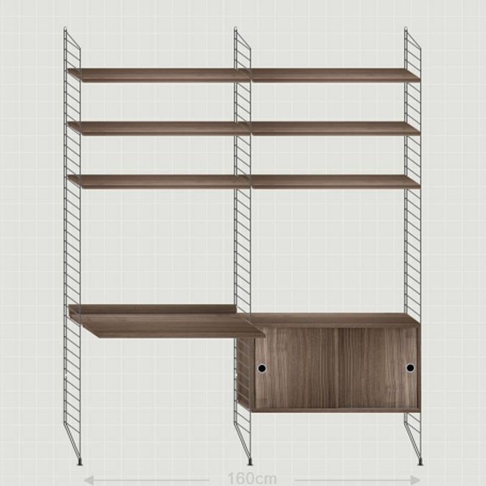 String Wandrek met bureau Medium zwart/walnoot