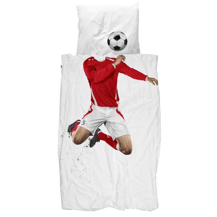 SNURK beddengoed Voetballer (rood) dekbedovertrek 1p