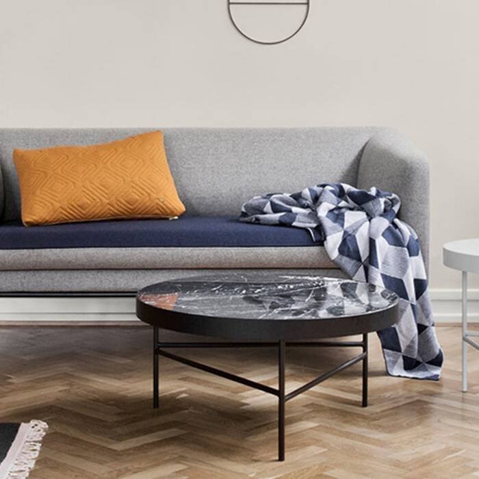 Fermliving Table d'appoint en marbre noir - Fermliving