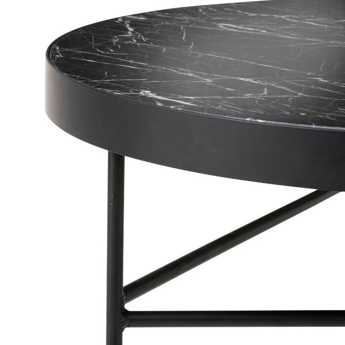 Fermliving Table d'appoint en marbre noir - Fermliving