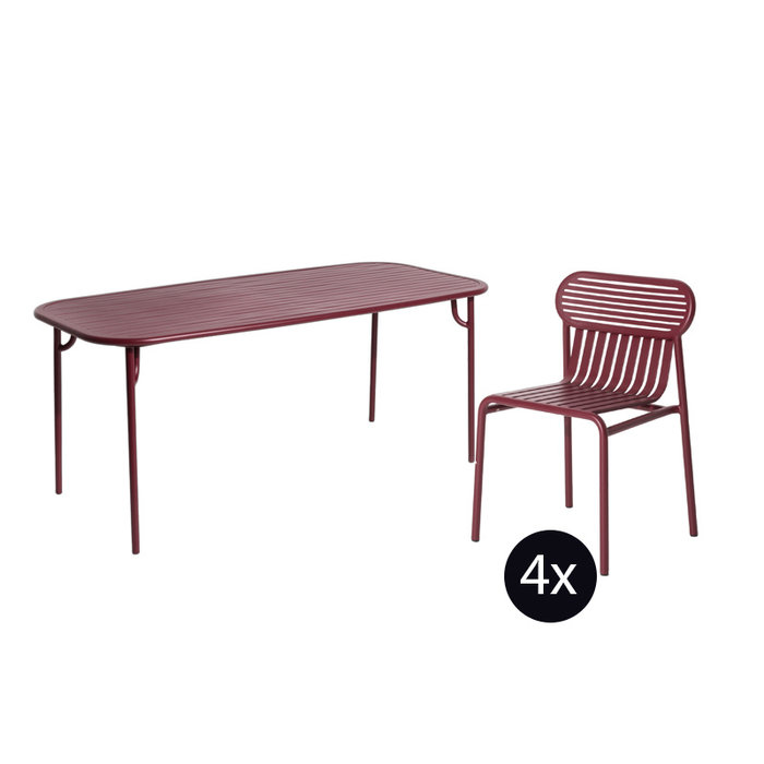 Petite Friture Set de jardin 180x75 table + 4 chaises Week-end