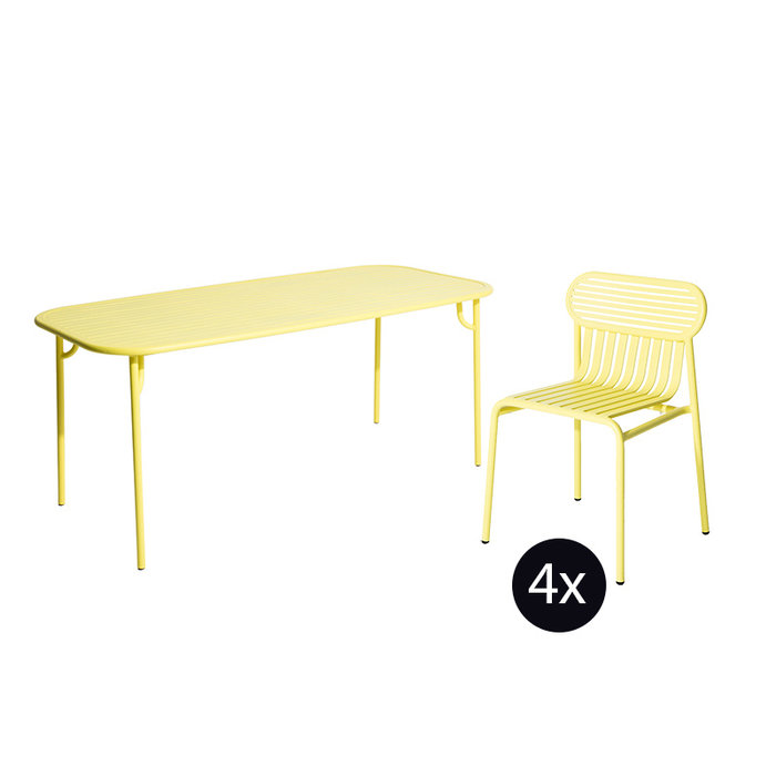 Petite Friture Tuinset 180x75 tafel + 4 stoelen Week-end