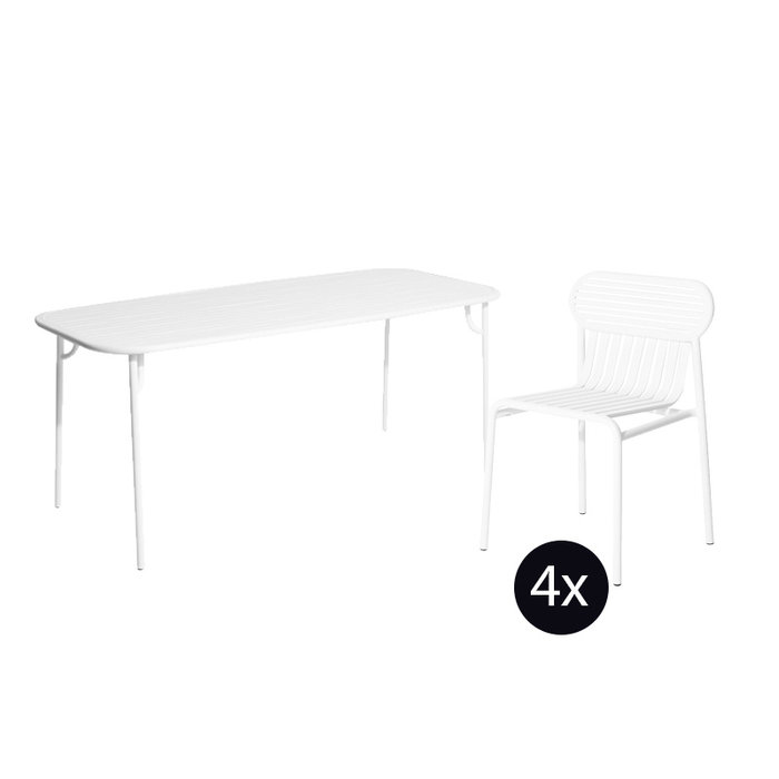 Petite Friture Tuinset 180x75 tafel + 4 stoelen Week-end
