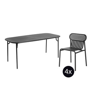 Petite Friture Set de jardin 180x75 table + 4 chaises Week-end