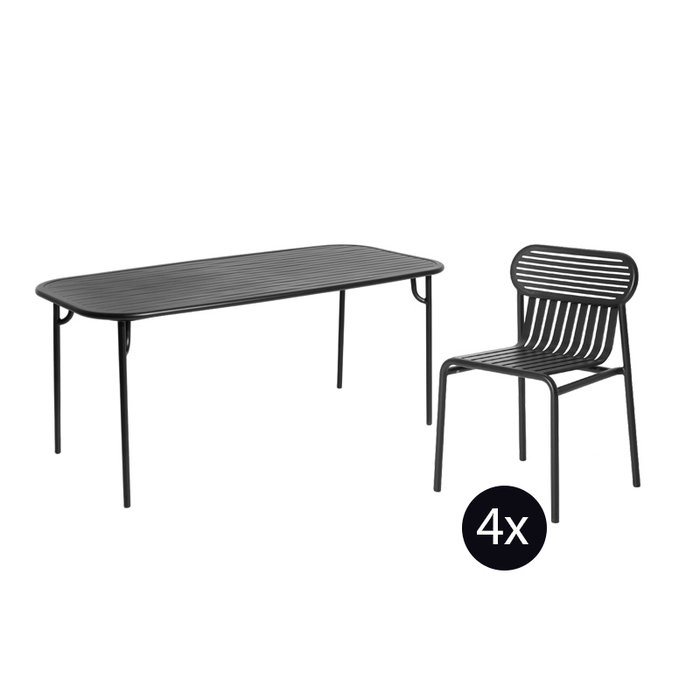 Petite Friture Tuinset 180x75 tafel + 4 stoelen Week-end
