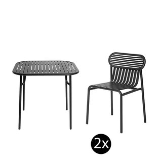 Petite Friture Set de jardin 85x85 table + 2 chairs Week-end