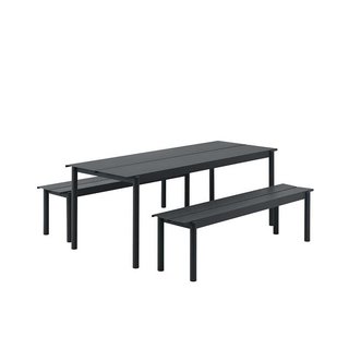 Muuto Linear set de jardin table 140x80 + 2 banques 110x34