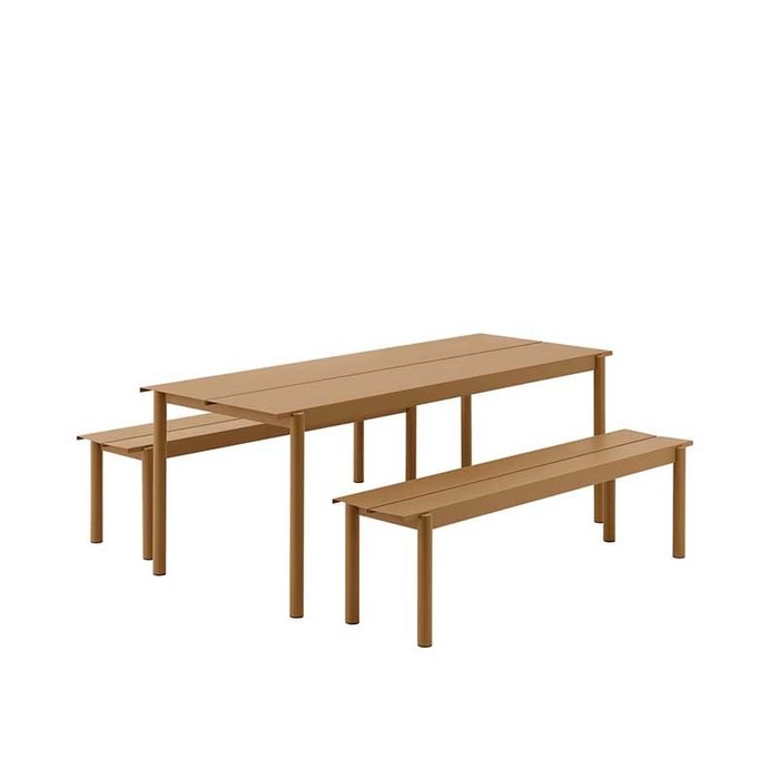 Muuto Linear set de jardin table 140x80 + 2 banques 110x34