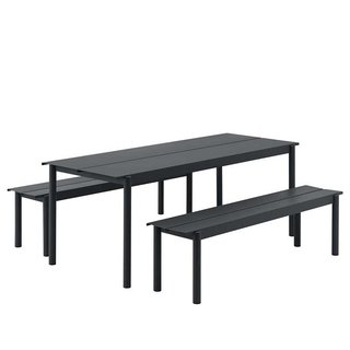 Muuto Linear tuinset table 200x80 + 2 banques 170x34