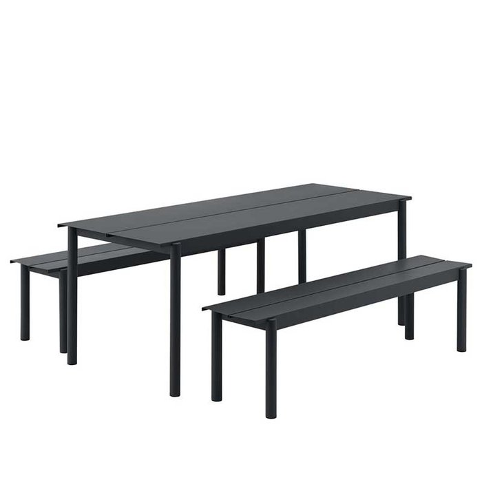 Muuto le set Linear avec table 200x80 + 2 banques 170x34