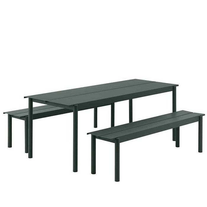Muuto Linear tuinset tafel 200x75 + 2 banken 170x34