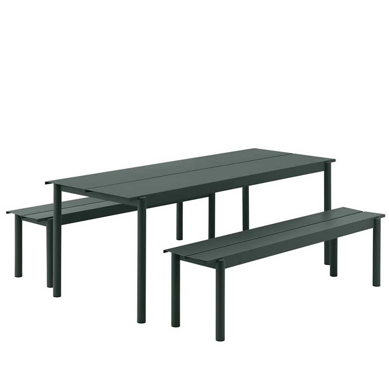 Muuto le set Linear avec table 200x80 + 2 banques 170x34