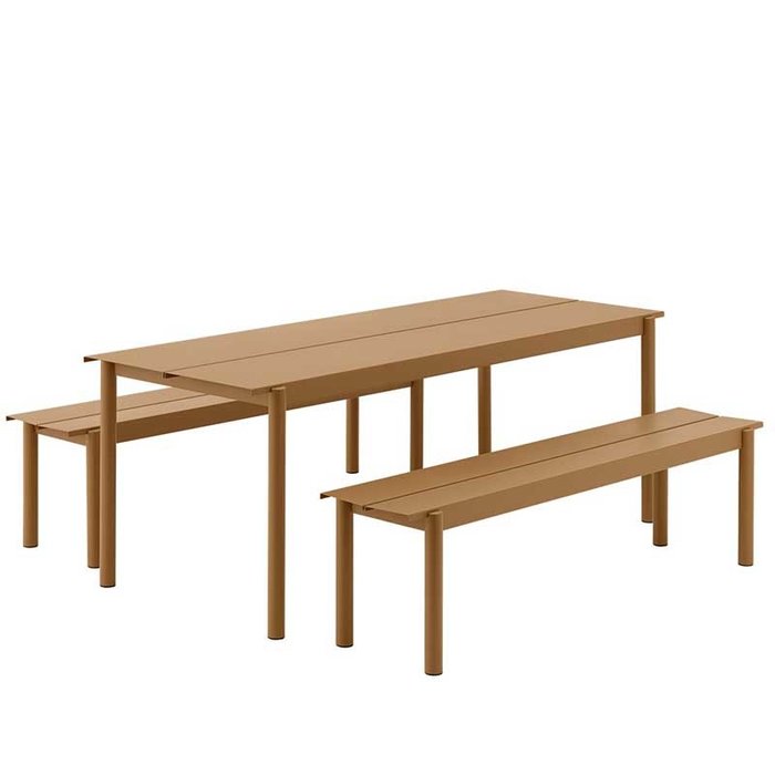 Muuto le set Linear avec table 200x80 + 2 banques 170x34