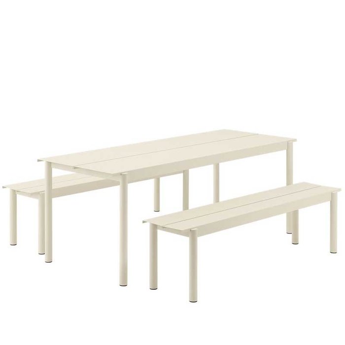 Muuto le set Linear avec table 200x80 + 2 banques 170x34