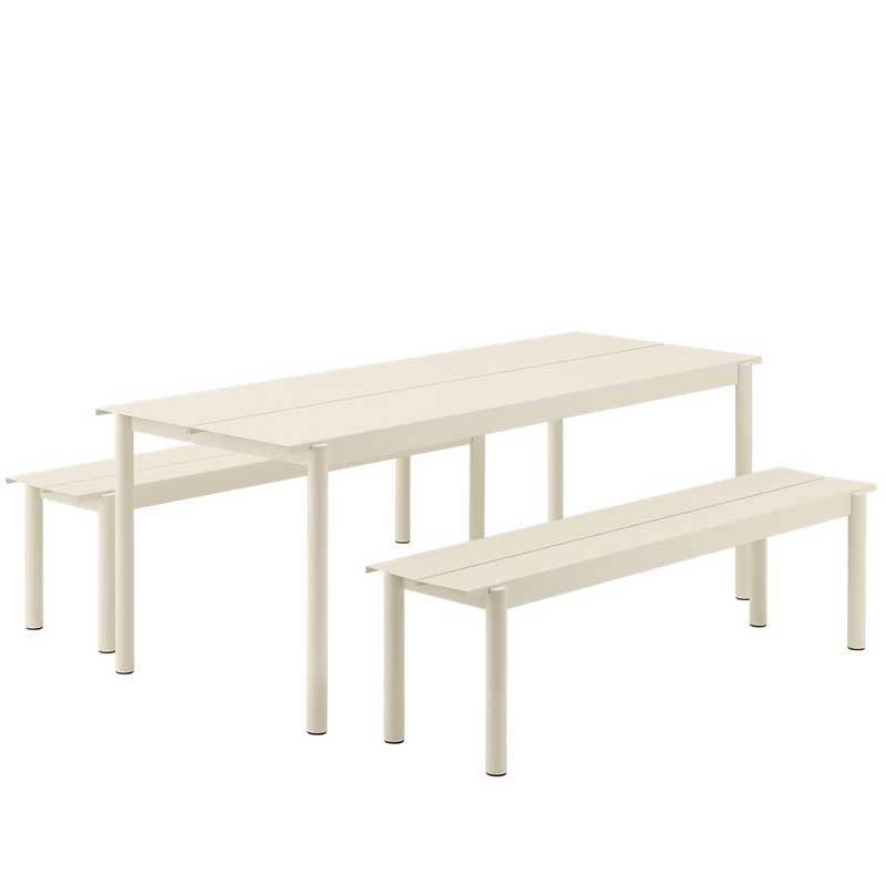 Muuto le set Linear avec table 200x80 + 2 banques 170x34