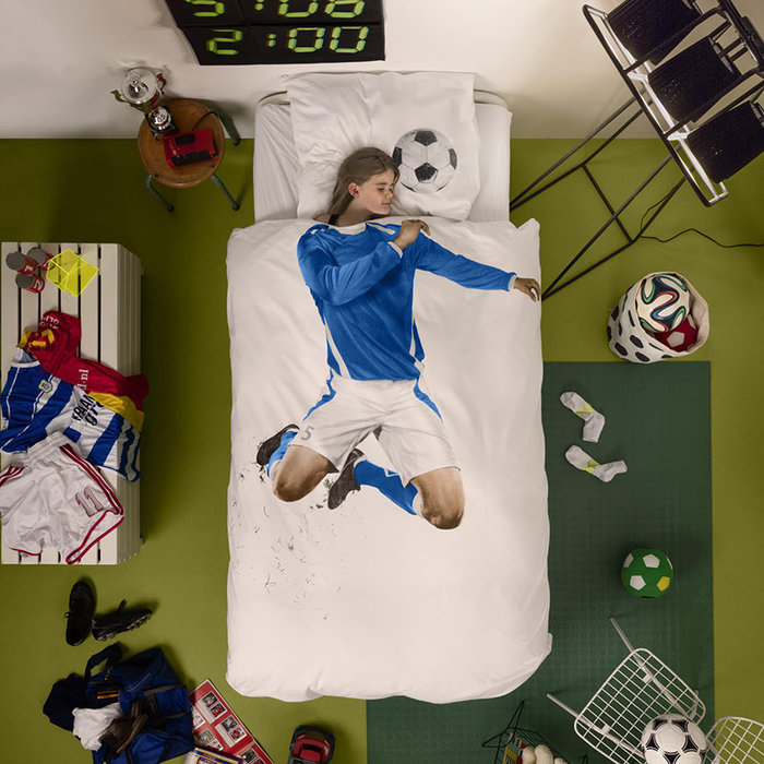 SNURK beddengoed Voetballer (blauw) dekbedovertrek