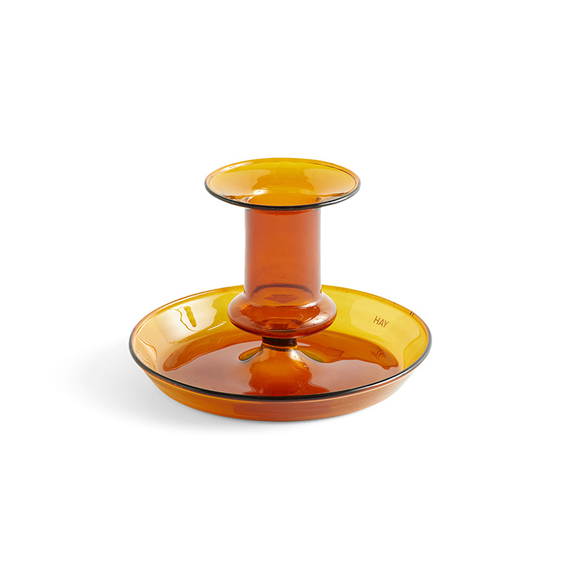 Bougeoir double en verre strié ambré - MODERN CONFETTI