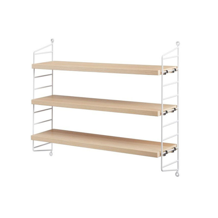 String Etagère Pocket Bois de frêne-Blanche