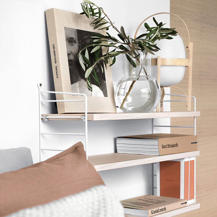 String Etagère Pocket Bois de frêne-Blanche
