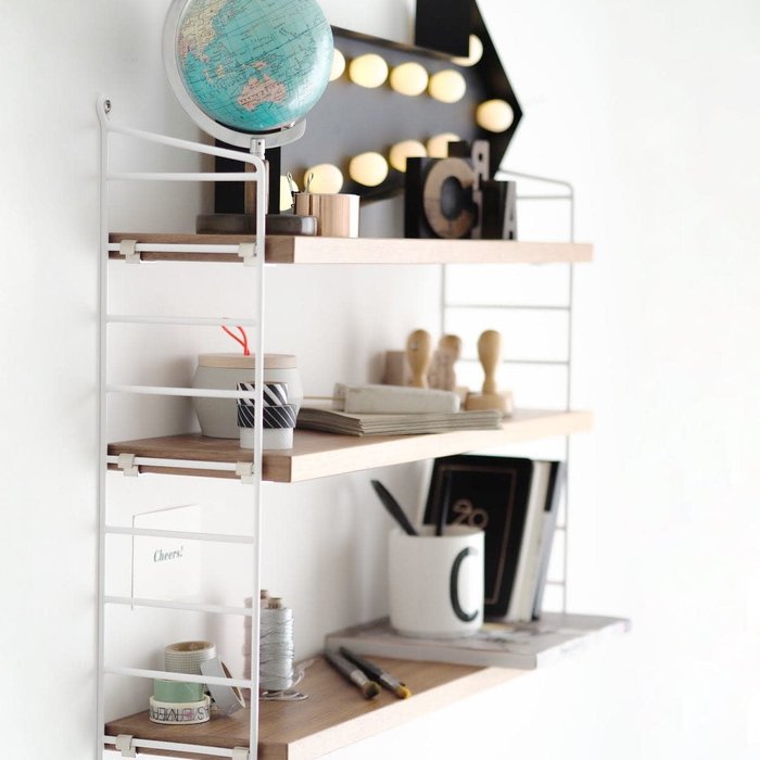 String Etagère Pocket Bois de chêne-Blanche