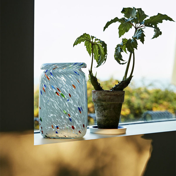 HAY Splash Vase Roll Neck M - White Dot