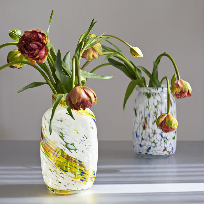 HAY Splash Vase Roll Neck M - White Dot