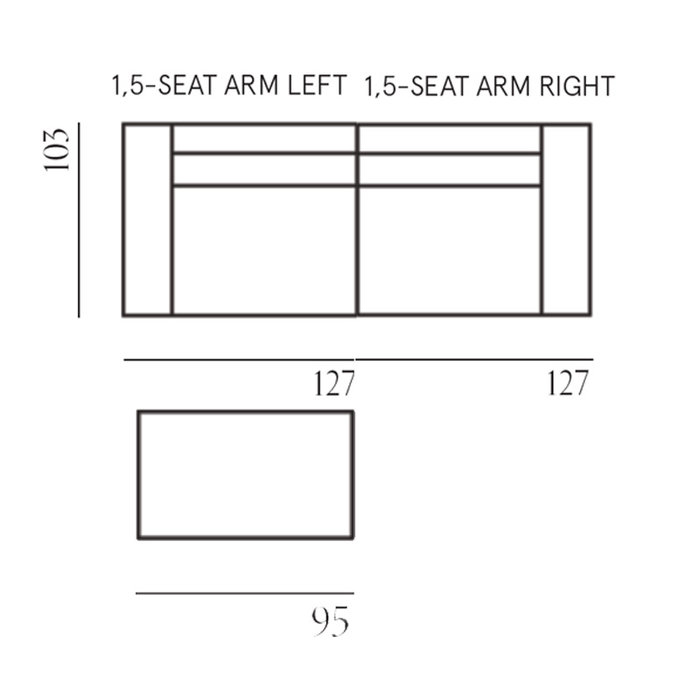Fest Amsterdam Edge sofa 3-zits + hocker - Sydney 91 gris (fast delivery)