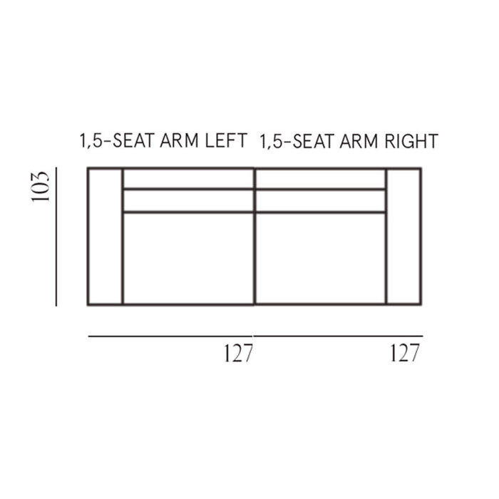 Fest Amsterdam Edge sofa 3-zits - 1.5 seat left + 1.5 seat right