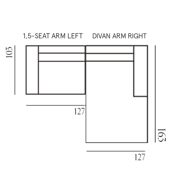 Fest Amsterdam Edge sofa 1.5 seat + divan - Sydney 91 gris (fast delivery)