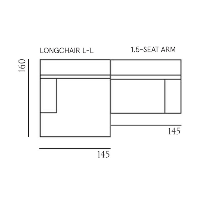 Fest Amsterdam Clay sofa -  longchair L arm left + 1.5seat arm right - Sydney 91 light grey