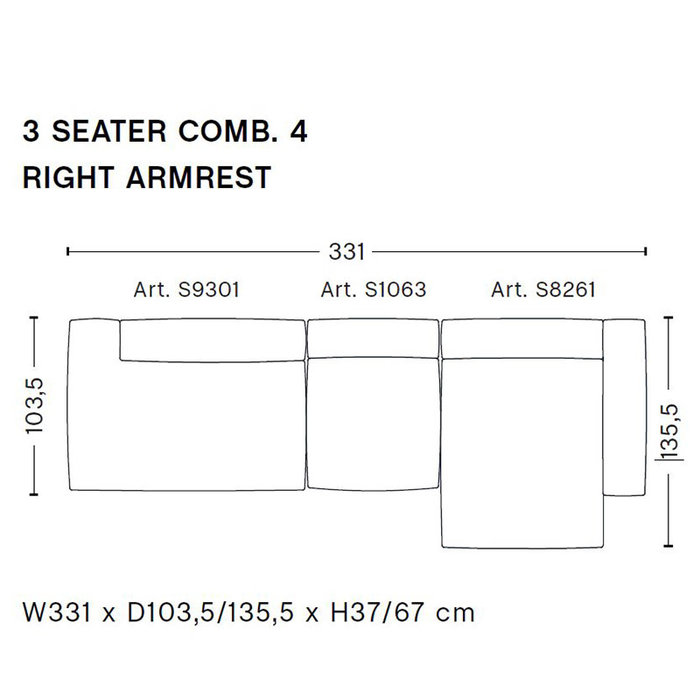 HAY Mags Soft Sofa - 3 seater right comb. 4