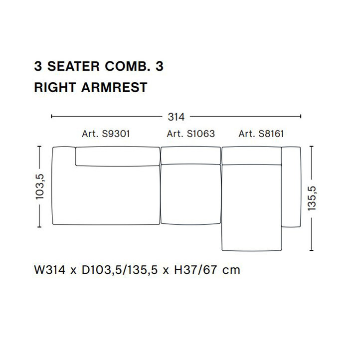 HAY Mags Soft Sofa - 3 seater right comb 3