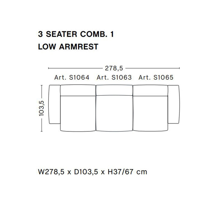 HAY Mags Soft Sofa Low armrest  - 3 seater comb 1
