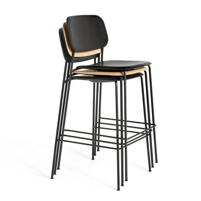 HAY Soft Edge90 barkruk - Black steel frame