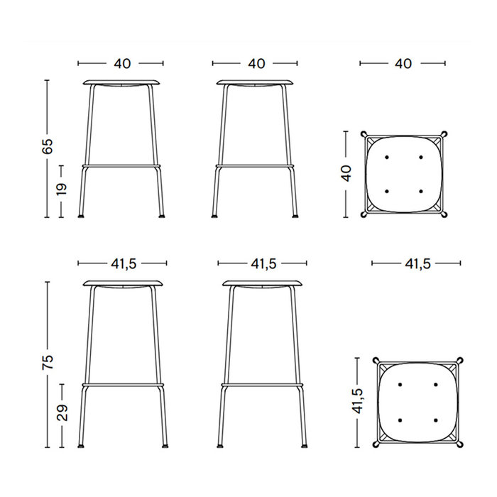 HAY Soft Edge80 barkruk - Black steel frame