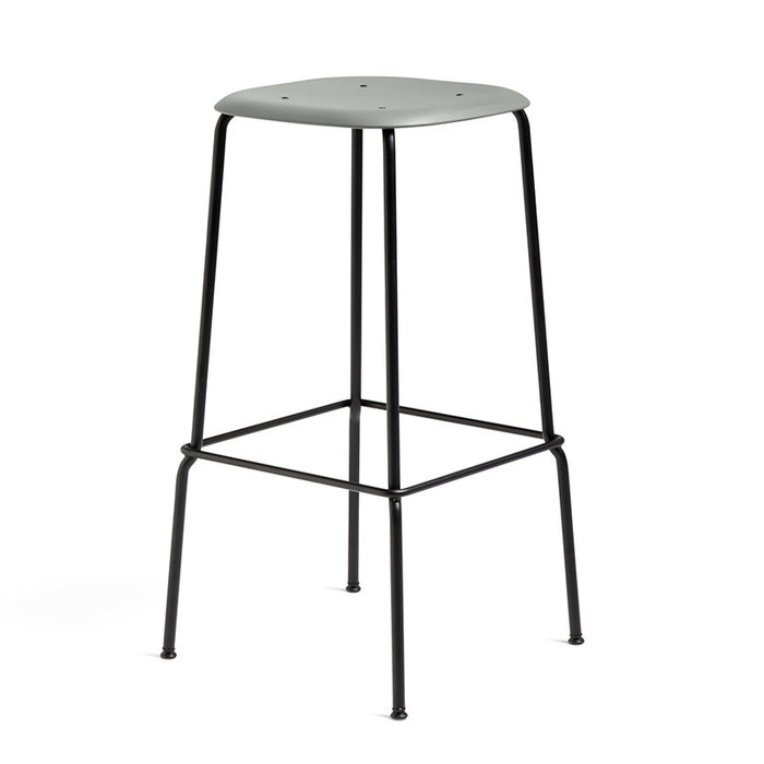 HAY Soft Edge85 barkruk - Black steel frame (plastic seat)