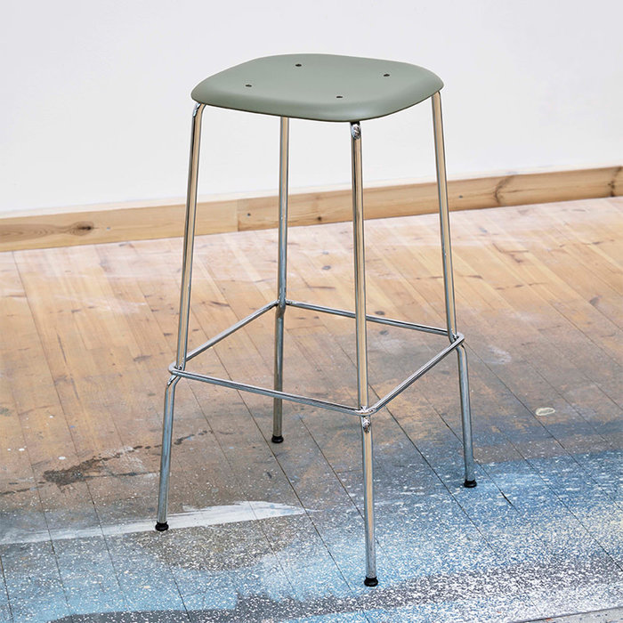 HAY Soft Edge85 barkruk - Chromed steel frame (plastic seat)