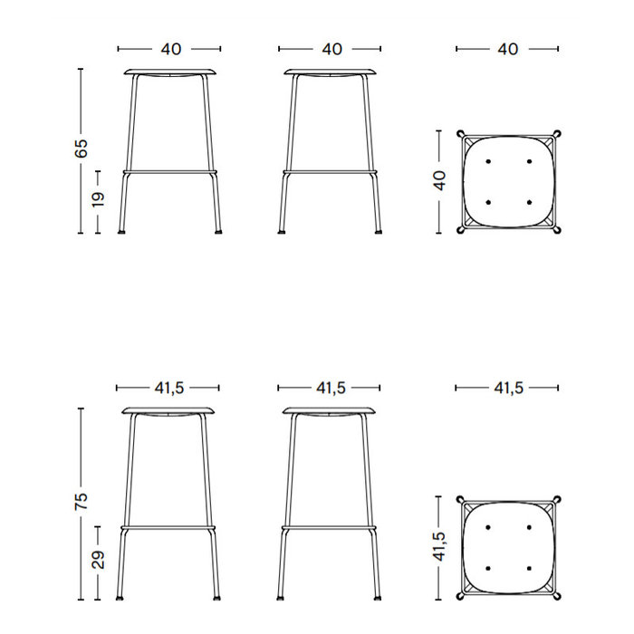HAY Soft Edge85 barkruk - Chromed steel frame (plastic seat)