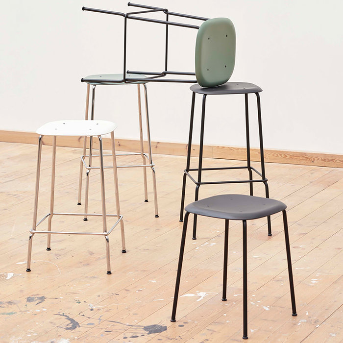 HAY Soft Edge85 barkruk - Chromed steel frame (plastic seat)