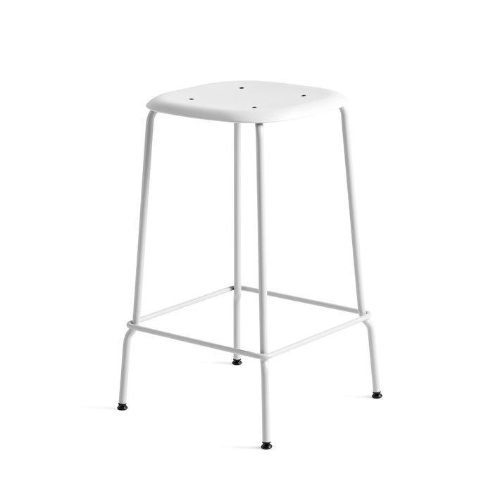 HAY Soft Edge85 barkruk - Soft grey steel frame (plastic seat)